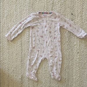 Magnetic Me blush pink animal print footie onesie, 0-3M